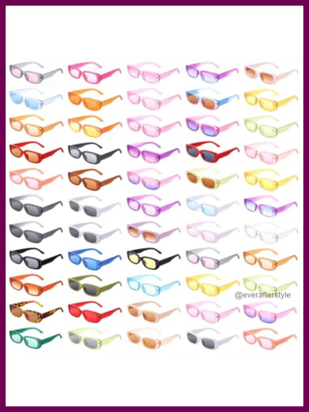 96 Pack Retro Rectangle Sunglasses PC Square Frame Y2K Eyewear